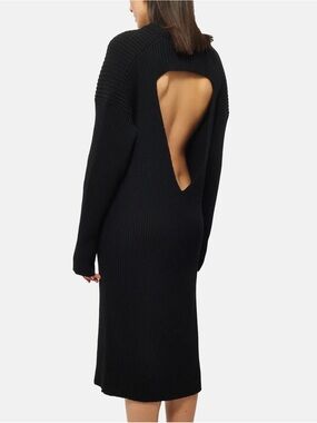 Bottega Veneta black open-back midi dress